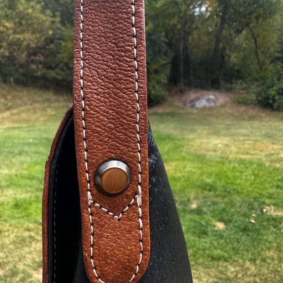 Vintage Valentino Garavani Crossbody Shoulder Bag Black Brown Leather Italy - Picture 9 of 16